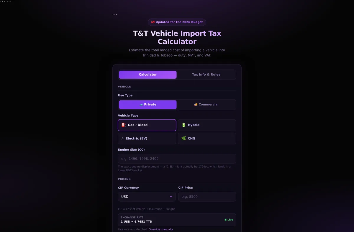 Import Calculator — Web Tool