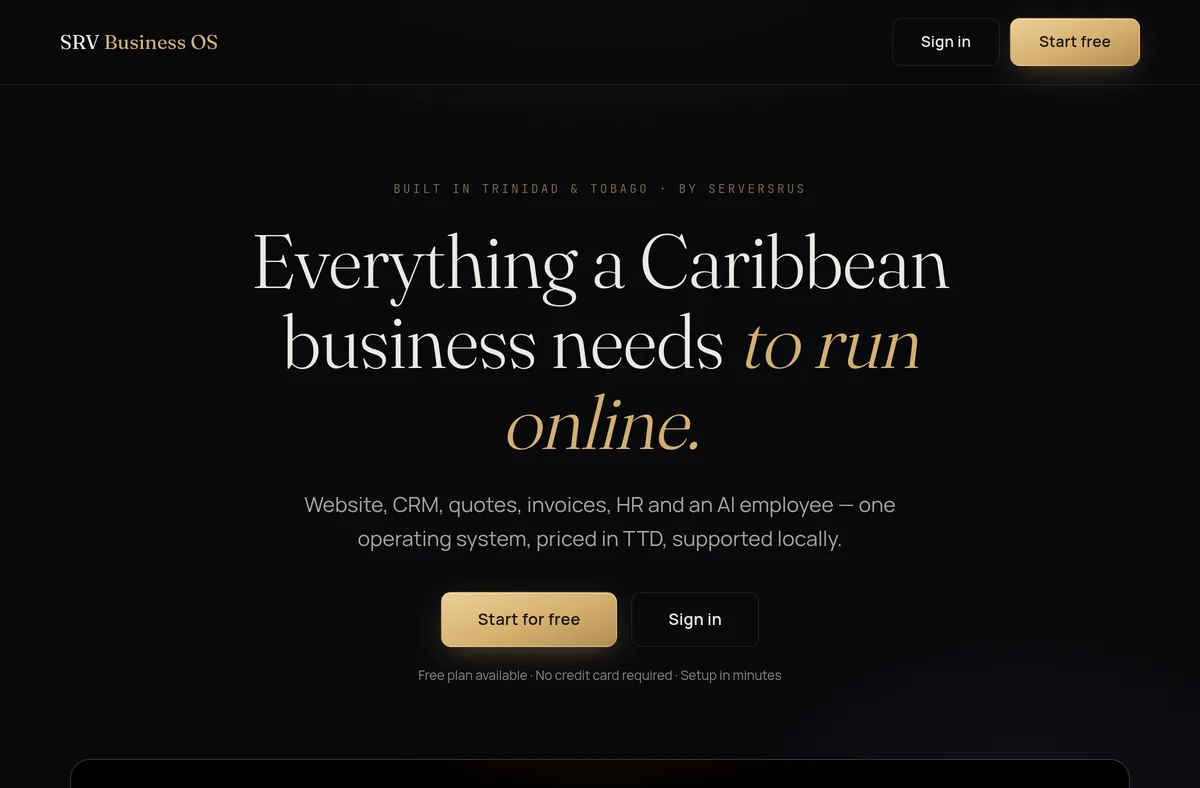 SRV Business OS — Business Software